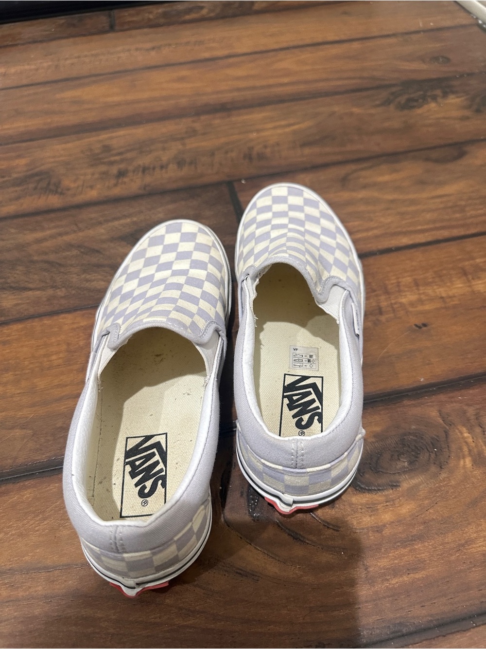 Checkerboard VANS Slip-On Sneakers in Lavender and White - Picture 3 of 4